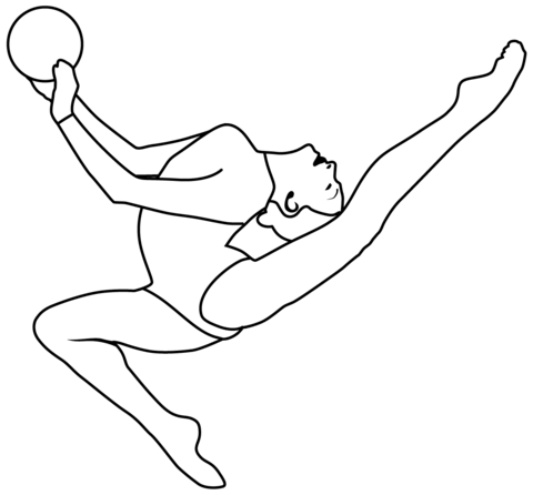 Gymnast With A Ball Coloring Page